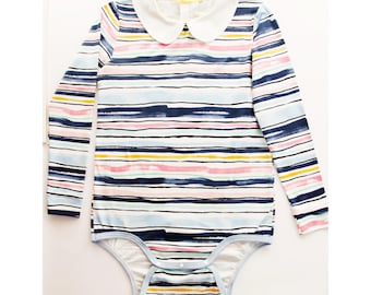 Adult Long Sleeve Peter Pan Collar Bodysuit. Put it on a diaper, feel like a baby