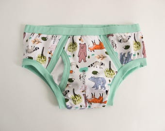 Adult cotton panties. Forest animals on a white background Comfortable Everyday underwear for men