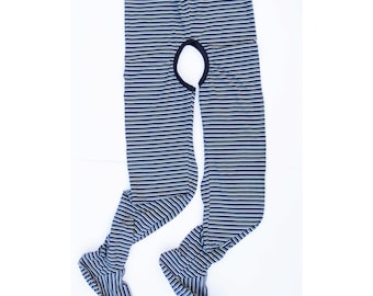 Pants with access and enclosed feet