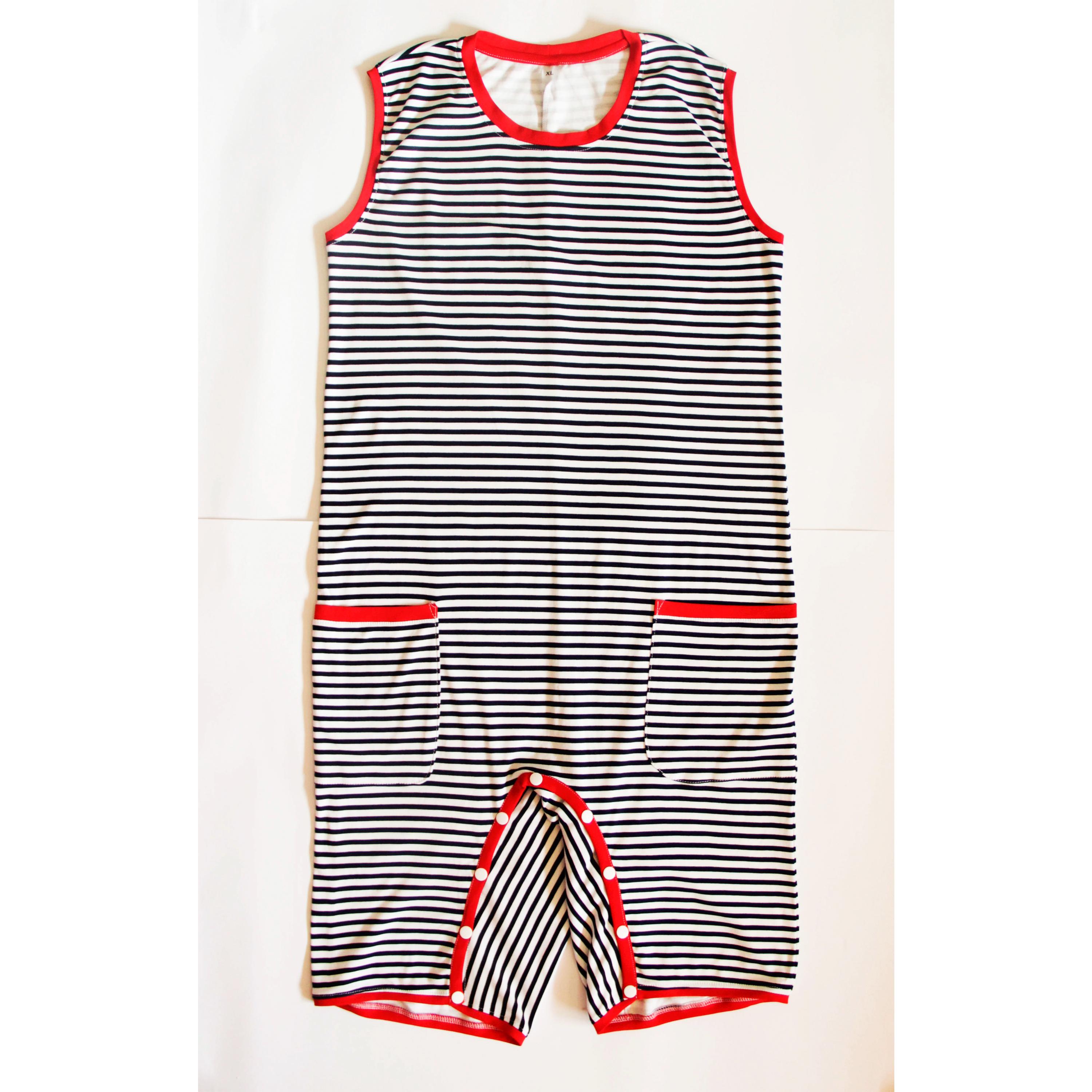 Retro adult striped romper. Overalls, homewear, sleepwear, jumpsuit, pajamas for diaper lovers