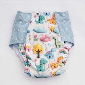 Adult Diaper with Removable Insert Dino. Volumetric Padded reusable Diaper for Heavy Nighttime Discharge