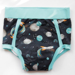 Diaper ABDL with a high fit. Space training pants by an adult boy. Adult baby boy clothing. image 1