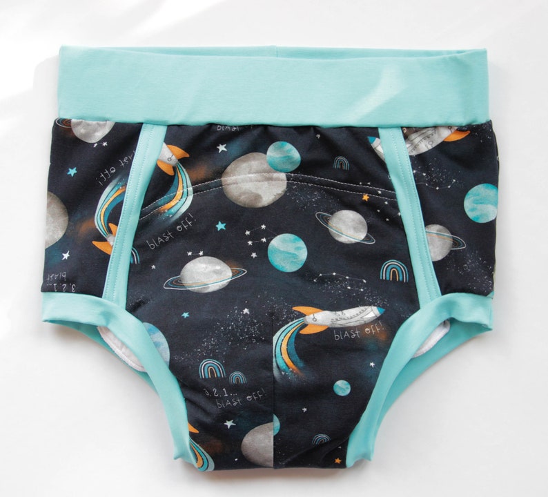Diaper ABDL with a high fit. Space training pants by an adult boy. Adult baby boy clothing. image 1
