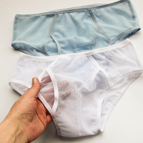 Transparent lingerie for men. Sheer briefs. Honeymoon boy lingerie. See through femboy panty.