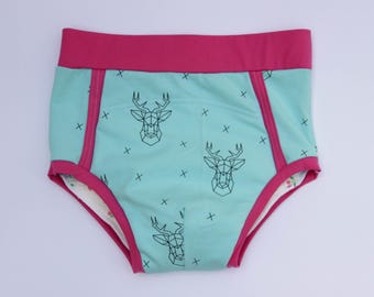 Trainingsbroekje voor urine-incontinentie voor volwassenen. Herbruikbare luier met babyprint, kawaii-ondergoed