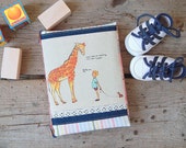 Notebook in fabric cover - orange gray blue notebook