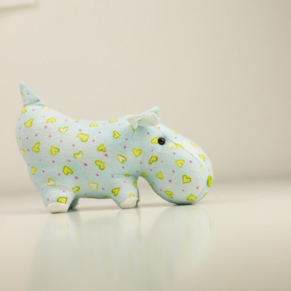 Gift for newborn baby toy pastel soft handmade toy hippo