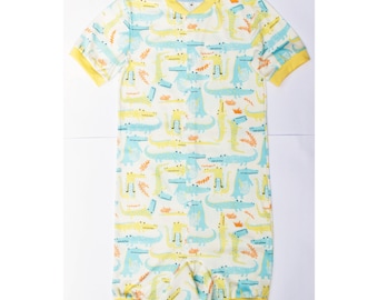 Big boy romper for adult. Funny Cool Crocodiles. Overalls, homewear, sleepwear, jumpsuit, pajamas for diaper lovers