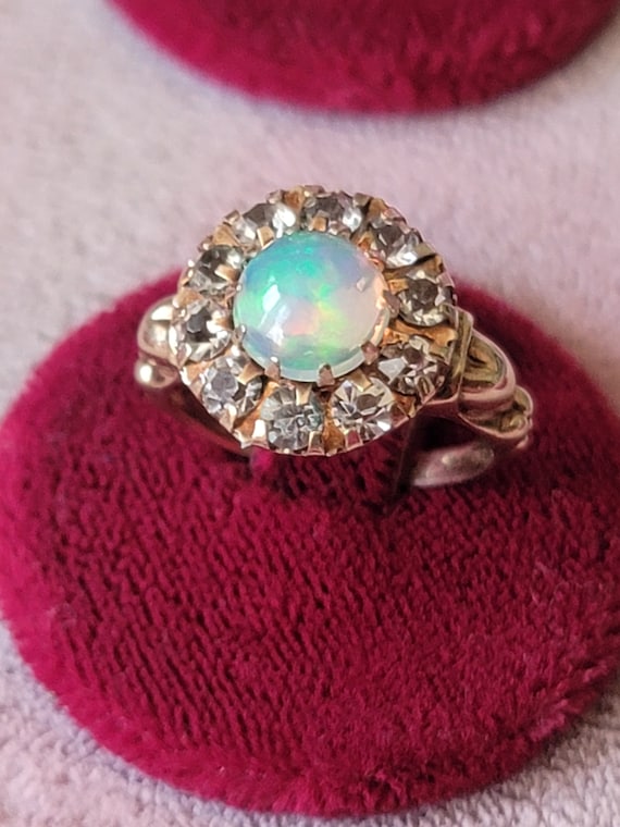 Victorian rose gold opal engagement ring
