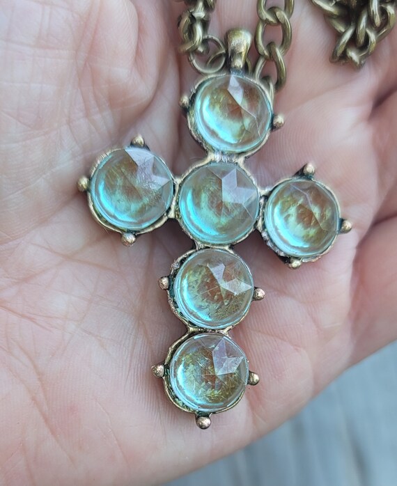 Collier Négligé Ancien XIXème - Saphiret Plaqué Or - Bijou Vintage Rare