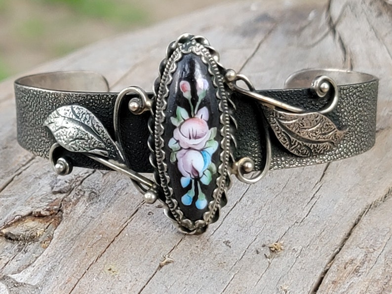 Antique hand painted porcelain bracelet