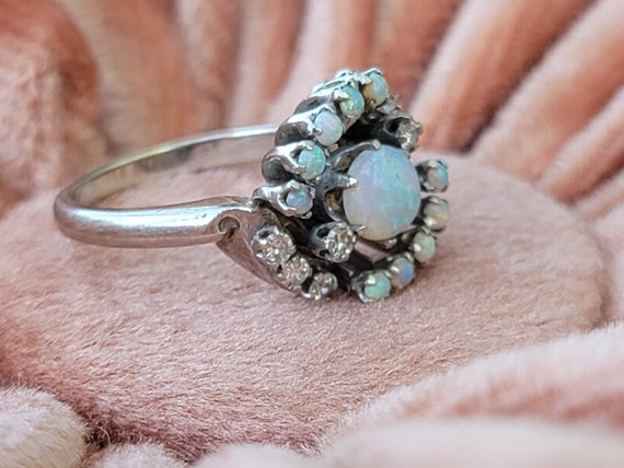 Art Deco diamond and opal engagement ring - image 6