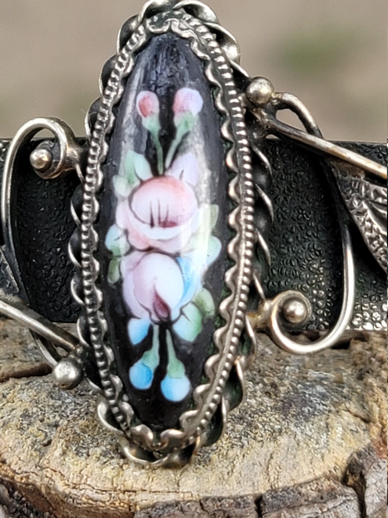 Antique hand painted porcelain bracelet