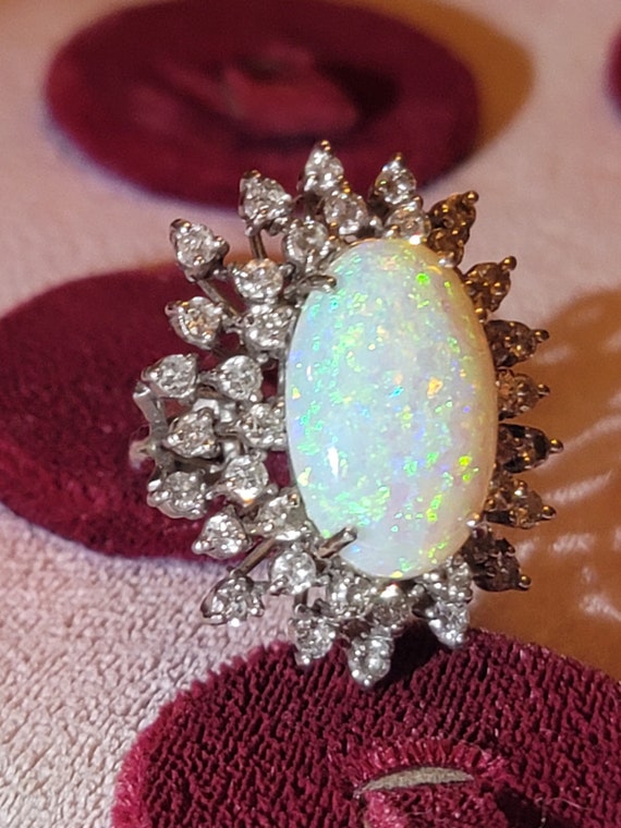 Giant spectacular opal and 4 tiered diamond clust… - image 10