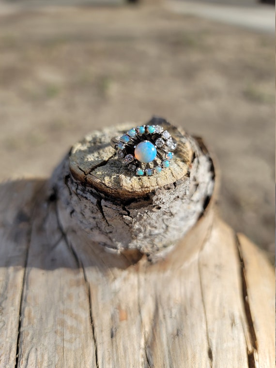 Art Deco diamond and opal engagement ring - image 7