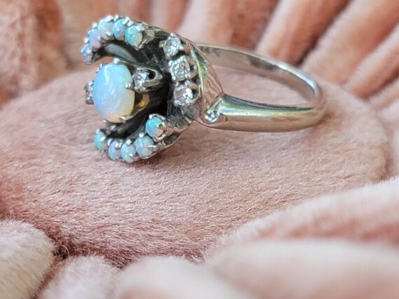 Art Deco diamond and opal engagement ring - image 5