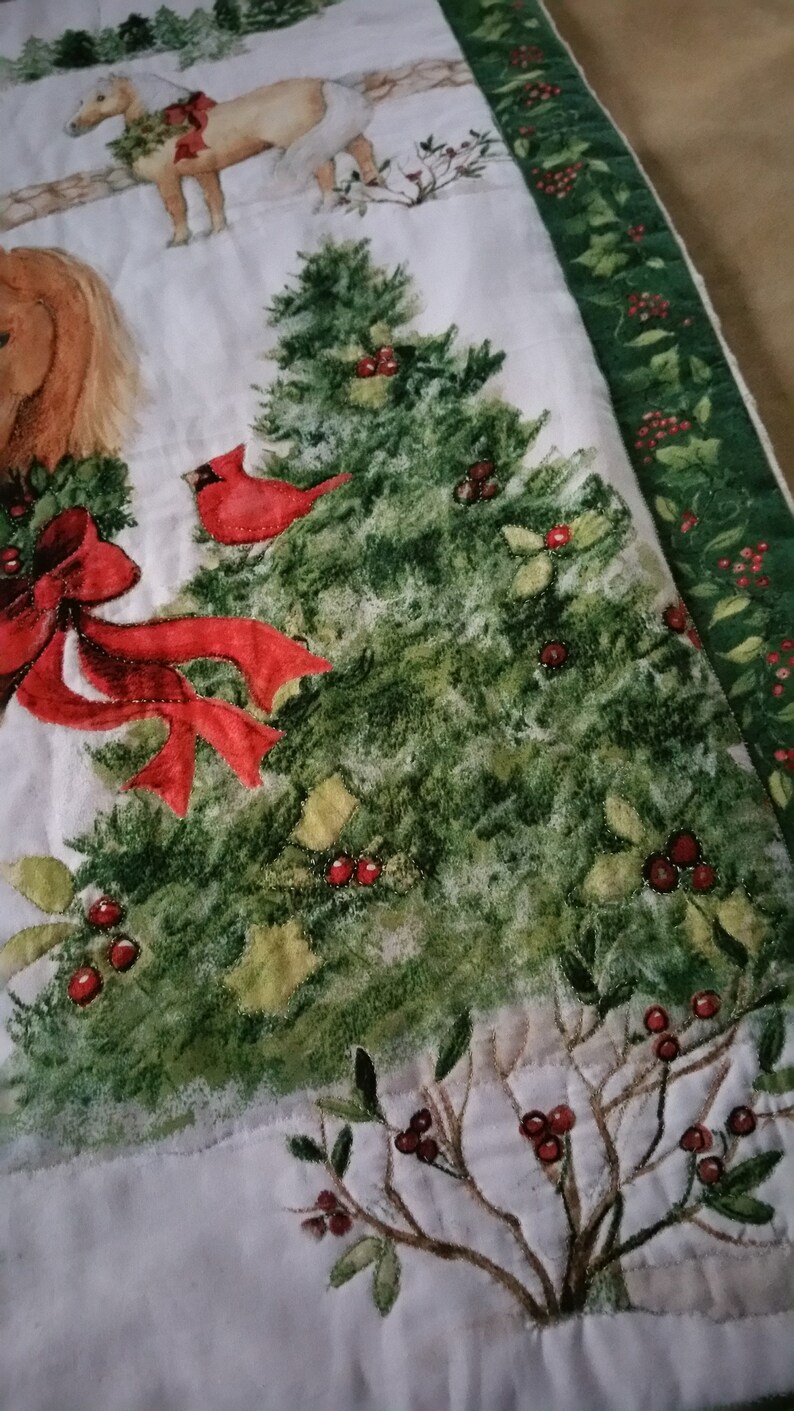 Mother Horse With Colt Baby Quilt Handmade 4 Layer Warm Baby Blanket