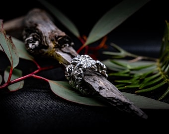 Anillo de plata de ley con diseño de helecho/Joyería llamativa; Anillo con hojas