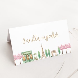 Paris Birthday Food Label, Editable Cafe Tent Cards (Digital Download)