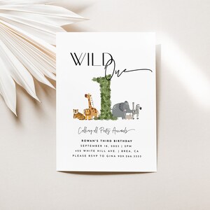Wild One Invitation, Wild One Animals, 1st Birthday Invitations, 1st Birthday, Safari, Jungle, INSTANT DOWNLOAD