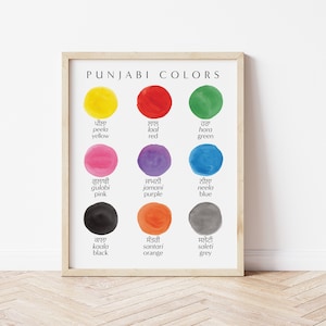 Colors in Punjabi High Quality Watercolor Art Print - DOWNLOADABLE