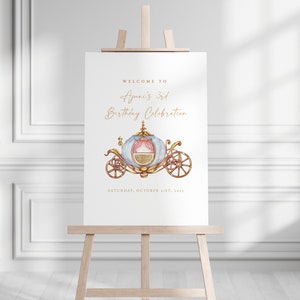 Princess Birthday Welcome Sign | Cinderella Carriage (Digital Download)