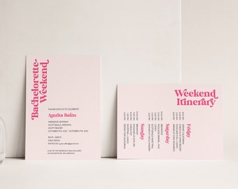 Retro Bachelorette Weekend Invitation Itinerary Template (Digital Download)