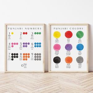Numbers & Colors in Punjabi | High Quality Watercolor Art Print (Set of 2) - DOWNLOADABLE