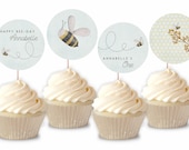 Bee Birthday Cupcake Toppers, Bee Birthday Cupcake Toppers, EDITABLE, INSTANT DOWNLOAD Il_170x135