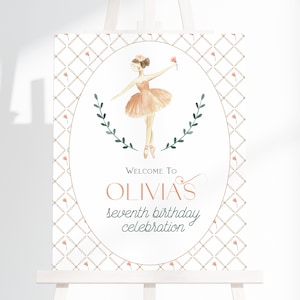 Ballerina Birthday Welcome Sign, Ballerina Birthday Welcome Sign, EDITABLE, INSTANT DOWNLOAD 011