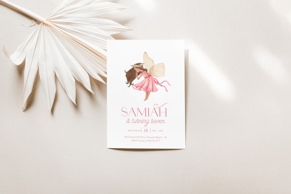 Pink Fairy Invitation | Fairy Birthday | Modern Fairy Party Birthday Invite, EDITABLE, INSTANT DOWNLOAD - A039 Il_570xn