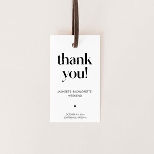 Minimalist Bachelorette Weekend Invitation Thank You Tag | Favor Tag - A016