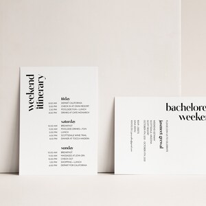 Minimal Bachelorette Weekend Invitation, Itinerary Template (Digital Download)