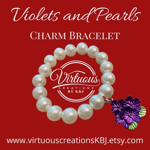 Violets and Pearls charm bracelet
