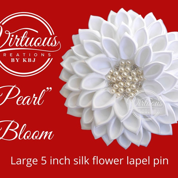 Pearl Bloom- silk fabric brooch. In-stock now!