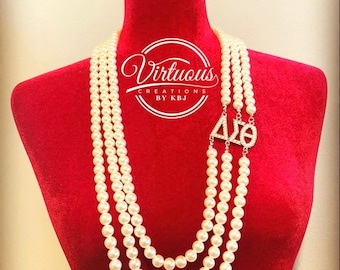 Delta Sigma Theta 3-strand Pearl Necklace-Pull over necklace