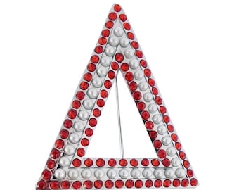 Pyramid Red and White Crystal Pin