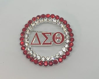 Delta Sigma Theta Round Crystal Symbols Pin