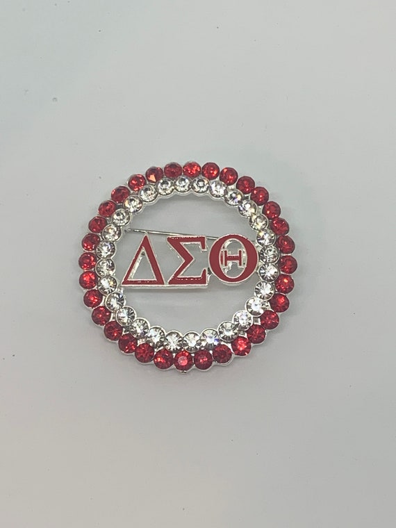 Delta Sigma Theta Round Crystal Symbols Pin