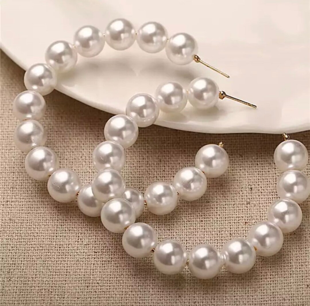 Meadow Grande Hoop Earrings, Pearl