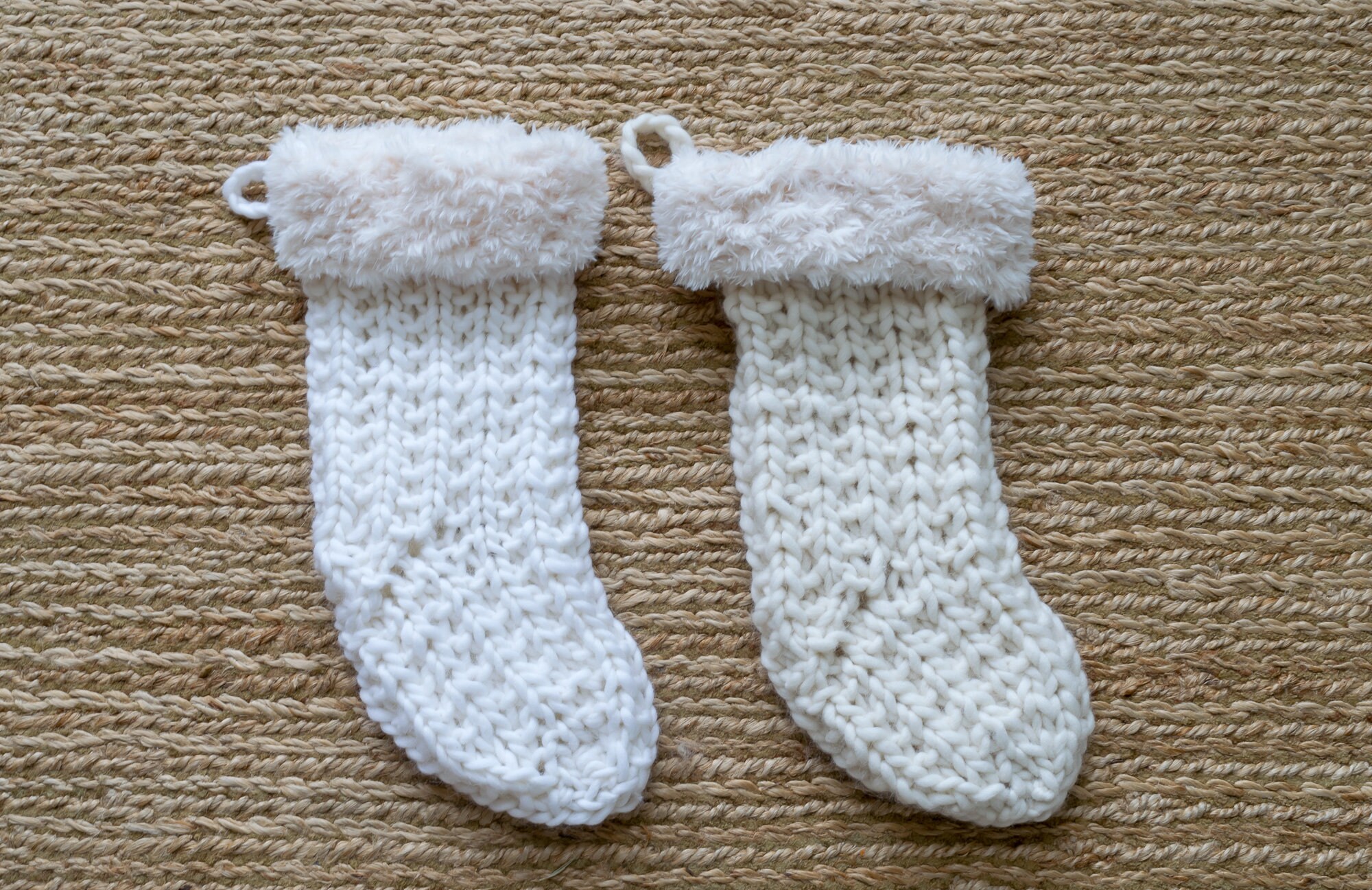 Broken Rib Stitch Christmas Stocking with Faux Fur Trim Knitting
