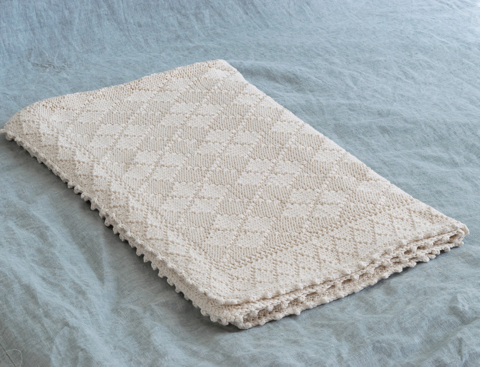 Knit Argyle Baby Blanket Pattern With Crochet Picot Edge Etsy UK