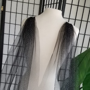 SPARKLE CAPE VEIL, Black, White, Off White, Ivory, Champagne, Cathedral 111" Long x 61" Wide, Glitter Veil, Style-"Vanessa Cape"