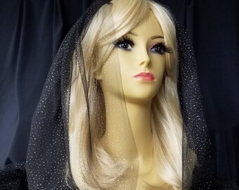 SPARKLE VEIL, Glitter Veil, Cathedral, Chapel, Waltz, Fingertip, Classic Style, White, Off White/Ivory, Champagne, Black - Style -"Vanessa"