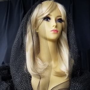 SPARKLE VEIL, Glitter Veil, Cathedral, Chapel, Waltz, Fingertip, Classic Style, White, Off White/Ivory, Champagne, Black, Style -&quot;Vanessa&quot;