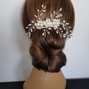 IVORY PEARL RHINESTONE Comb, Faux Pearl and Rhinestone Bridal Headpiece With or Without Birdcage Veil &quot;Shania&quot;