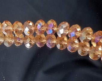 CLOSEOUT 50% OFF -32 Amber AB Crystal Beads - 8 mm Amber Crystal Beads, Fully Drilled
