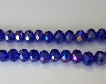 CLOSEOUT 50% OFF -24 Royal Blue AB Crystal Beads - 8 mm , Fully Drilled