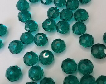 CLOSEOUT 50% OFF - 20 Emerald Green Crystal Beads - 8 mm, Fully Drilled