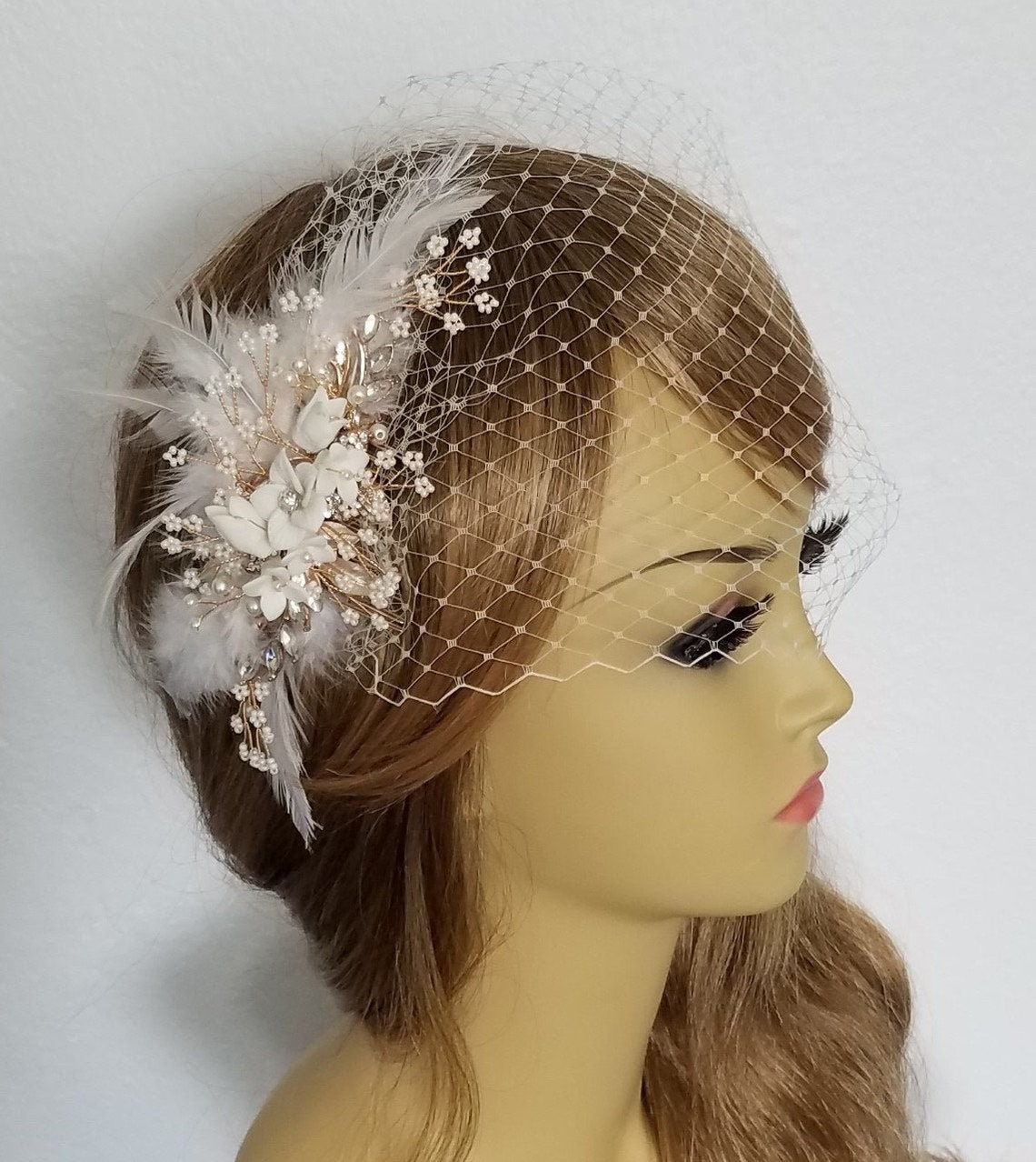 flower comb with veil